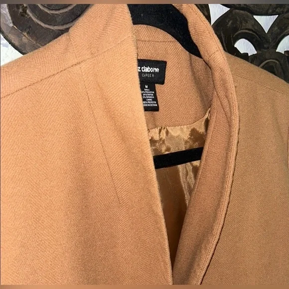 Liz Claiborne Textured Camel Career Open Front Lined Blazer Women's Size M - Picture 10 of 12